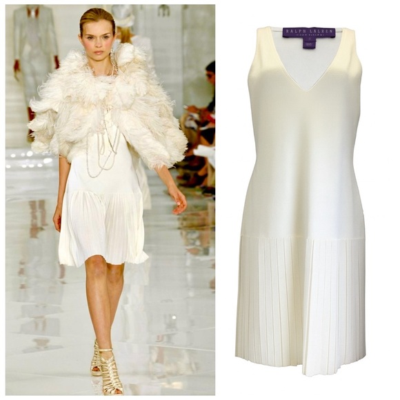 Ralph Lauren Collection White Mini Cocktail Dress Flare Drop Waist Runway 2012 S - Picture 12 of 13